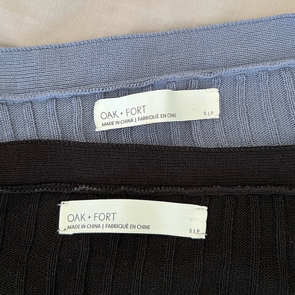 OAK + FORT Long Sleeve Cardigans (set of two: Misty Blue and Black) - Picture 5 of 7